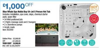 Costco Blue Whale Spa Noble Bay 54-jet 5 Person Hot Tub offer