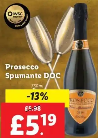 Lidl Prosecco Spumante DOC 750ml offer