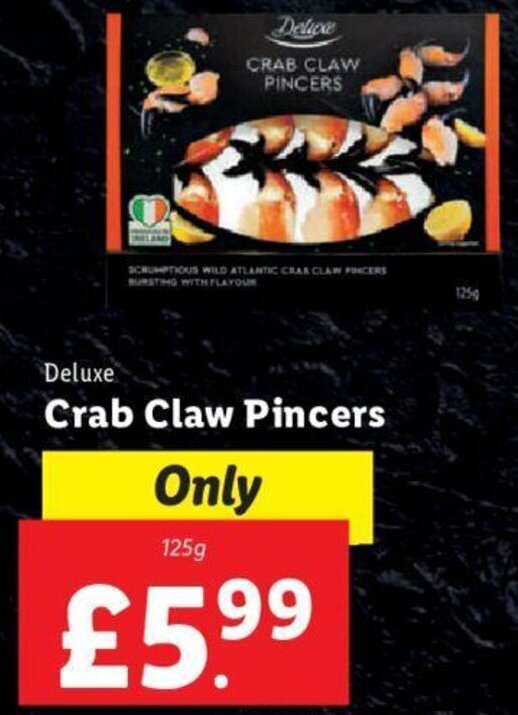 Deluxe Crab Claw Pincers 125g offer at Lidl