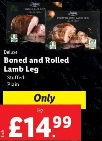 Lidl Deluxe Boned and Rolled Lamb Leg Stuffed Plain 1kg offer