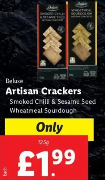 Lidl Deluxe Artisan Crackers Smoked Chilli & Sesame Seed Wheatmeal Sourdough 125g offer