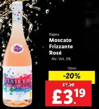Lidl Viajero Moscato frizzante Rose 750ml offer