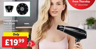 Lidl Silvercrest 2400W Ionic Hair Dryer offer