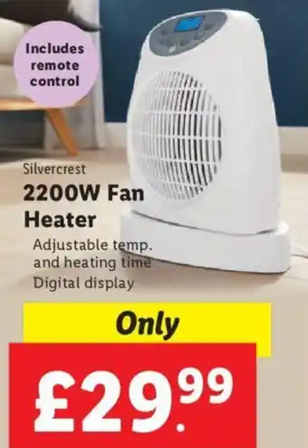 Lidl Silvercrest 2200W Fan Heater offer