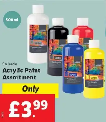 Lidl Crelando Acrylic Paint Assortment offer
