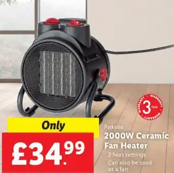 Lidl Parkside 2000W Ceramic Fan Heater offer