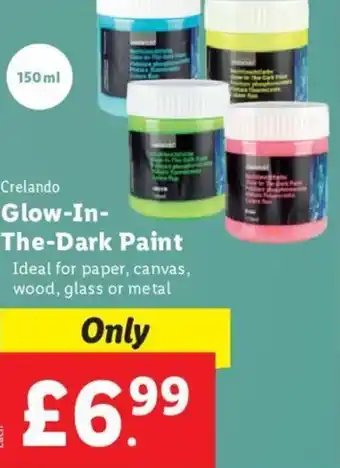 Lidl Crelando Glow-In-The-Dark Paint 150ml offer