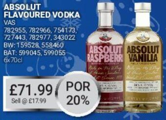 Bestway Absolut Flavoured Vodka 6x70cl offer