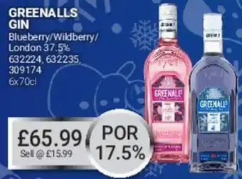 Bestway Greenalls Gin Blueberry/Wildberry/London 6x70cl offer