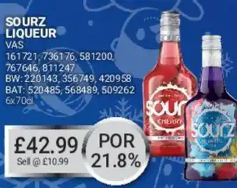Bestway Sourz Liqueur 6x70cl offer