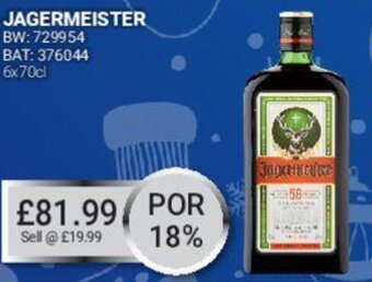 Bestway Jagermeister 6x70cl offer