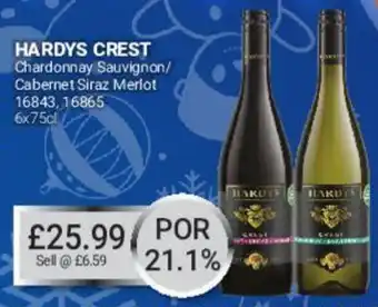 Bestway Hardys Crest Chardonnay Sauvignon/Cabernet Siraz Merlot 6x75cl offer
