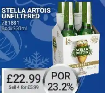 Bestway Stella Artois Unfiltered 6x4x330ml offer
