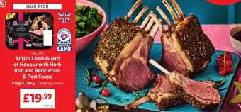 Lidl British Lamb Guard of Honour with Herb Rub and Redcurrant & Port Sauce 975-1.175kg offer