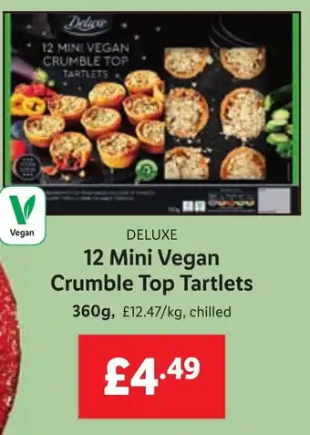 Lidl 12 Mini Vegan Crumble Top Tartlets 360g offer