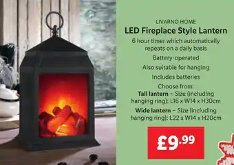 Lidl LED Fireplace Style Lantern offer