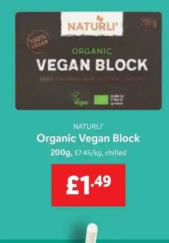Lidl Naturli organic vegan block offer