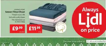 Lidl Livarno home sateen fitted sheet offer