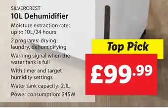 Lidl 10L Dehumidifier Water tank capacity:2.1L offer