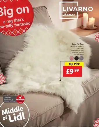 Lidl Faux Fur Rug Size: 60x90cm offer