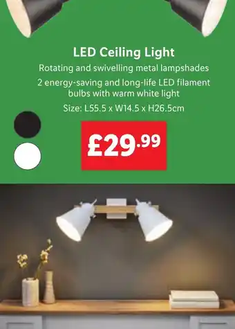 Lidl LED Ceiling Light Size: L55.5xW14.5xH26.5cm offer
