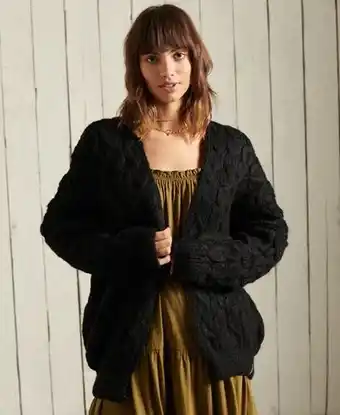 Superdry Superdry women's grace oversized cable cardigan black offer