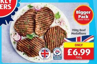 Aldi 700 g beef medallions offer