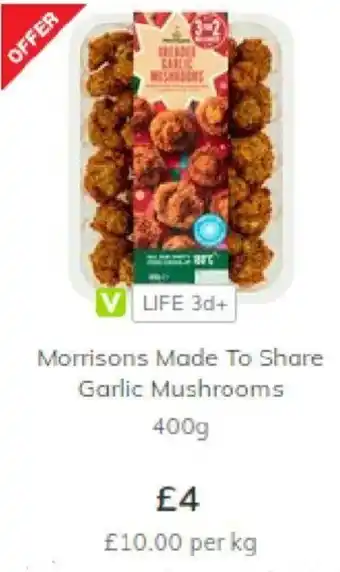 Morrisons Morrisons made to share garlic mushrooms 400g offer