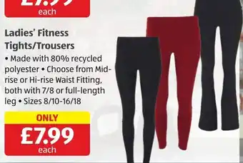 Aldi Ladies Fitness Tights/ Trousers sizes 8/10-16/18 offer