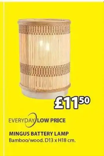 JYSK Everday low price mingus battery lamp offer