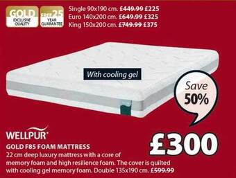 JYSK Wellpur gold f85 foam mattress offer