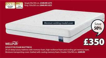 JYSK Wellpur gold f110 foam mattress offer