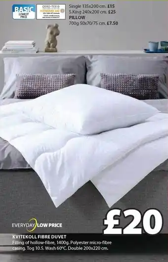 JYSK Everyday low price kvitekoll fibre duvet offer