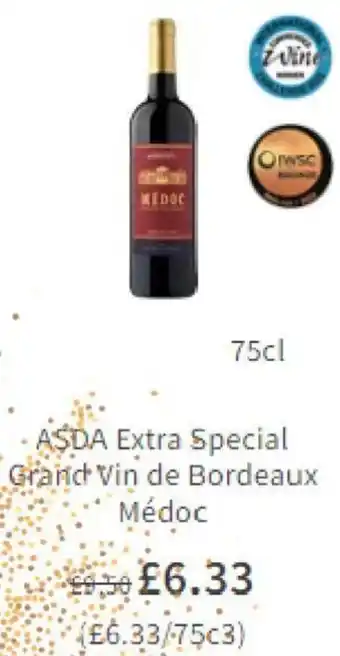 Asda Asda extra special grand vin de bordeaux medoc 75cl offer