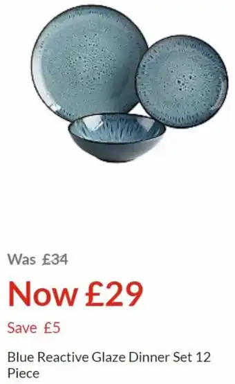 Asda Blue reactive glaze dinner set 12 piece offer
