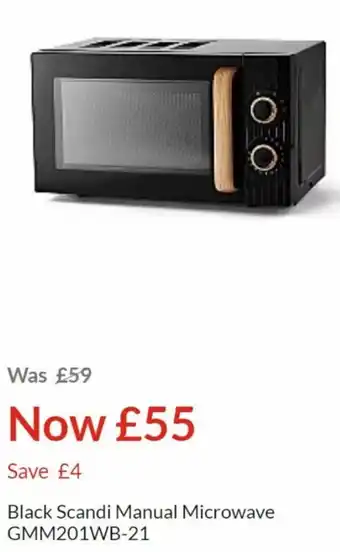 Asda Black Scandi manual microwave GMM201WB-21 offer