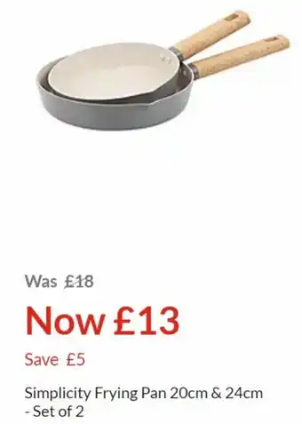Asda Simplicity frying pan 20cm & 24cm- set of 2 offer