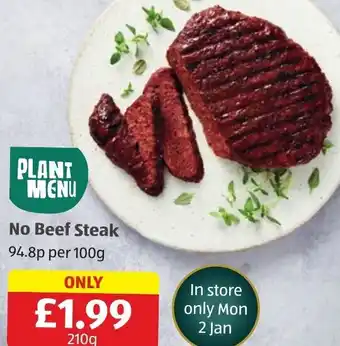Aldi No Beef Steak per 100g offer