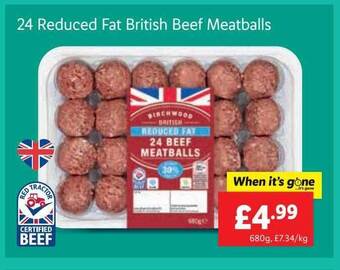 Lidl 24 reduced fat british beef meatballs offer