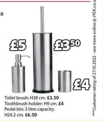 JYSK Toilet brush, toothbrush holder, pedal bin offer