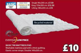 JYSK Basic t40 mattress pad offer