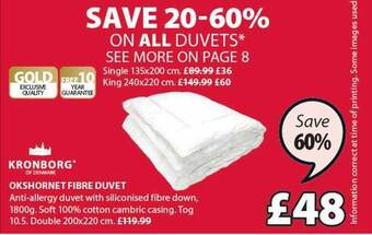 JYSK Kronborg okshornet fibre duvet offer