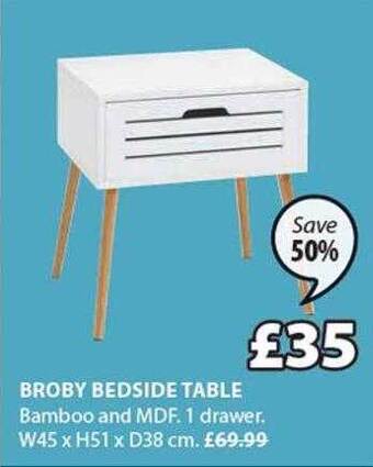 JYSK Broby bedside table offer