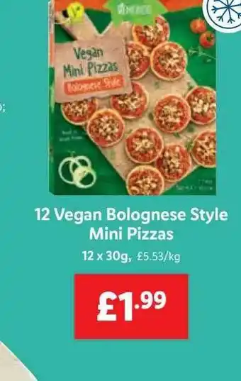 Lidl 1 vegan bolognese style mini pizzas offer