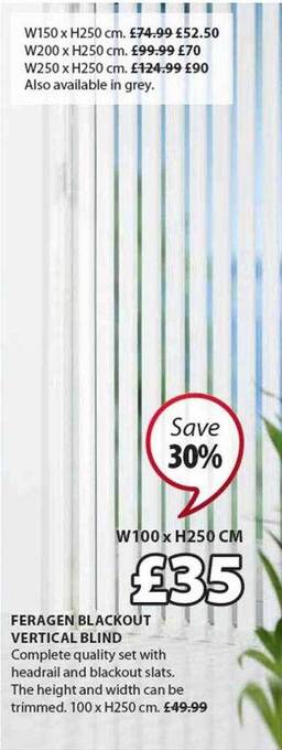 JYSK Feragen blackout vertical blind offer