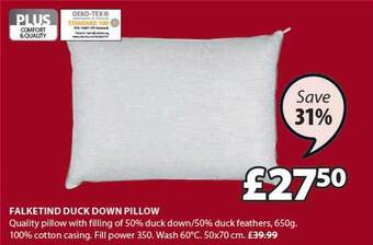 JYSK Falketind duck down pillow offer