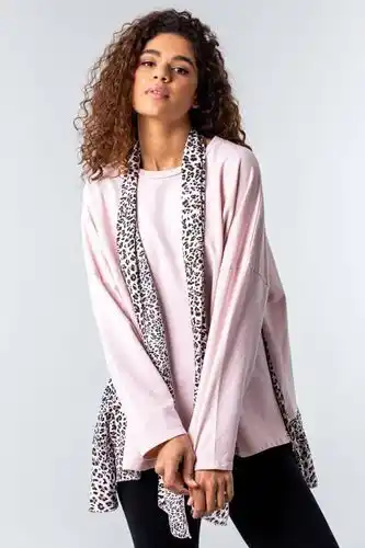 Roman one size animal print lounge top and scarf in light pink - size one