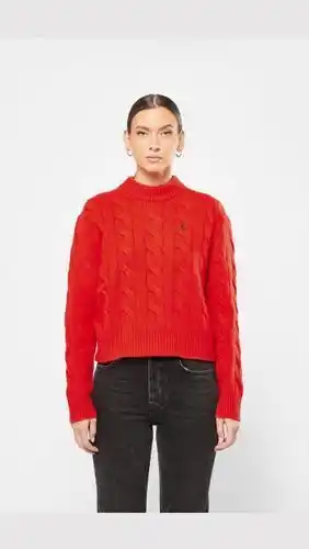 Choice Ralph lauren polo small pp cable knit jumper - orange - womens, orange offer