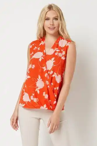 Roman Roman floral sleeveless wrap top in orange - size 10 offer