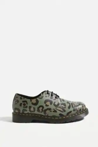 Urban Outfitters Dr. martens distorted leopard khaki 1461 3-eyelet oxford shoes - green uk 8 at urban outfitters offer
